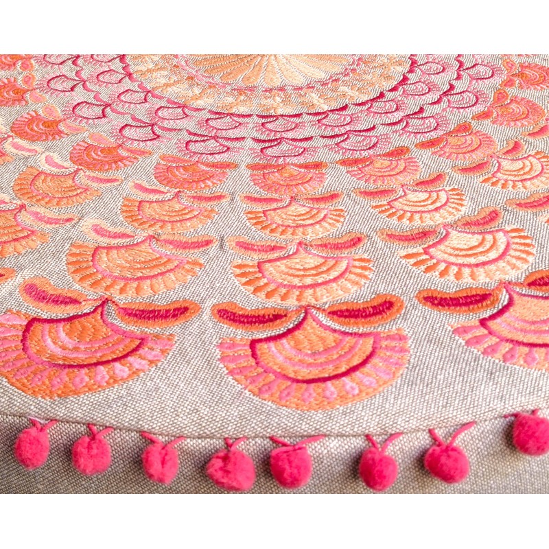 Mandala Life ART Floor Cushion Large with Ponpon Boho Chic