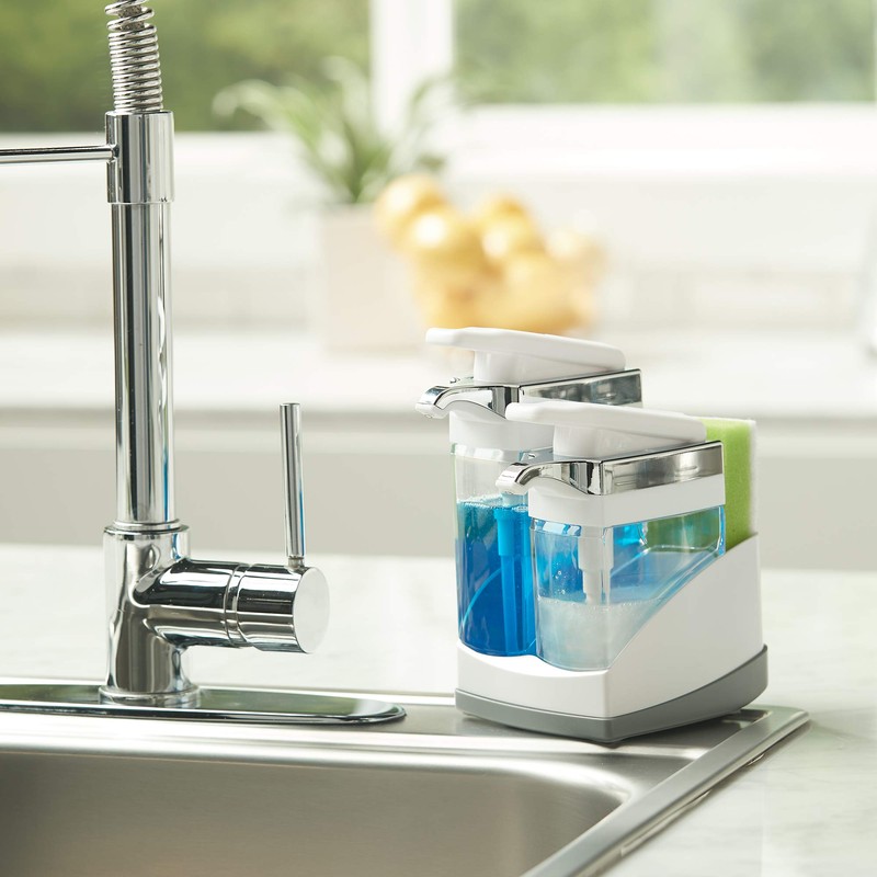 Casabella Sink Sider Duo with Sponge, White and Chrome Plating