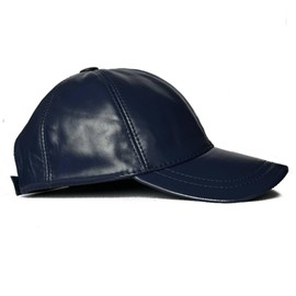 Lukkizara Leather Baseball Cap - Genuine Lambskin Sports Visor, Adjustable Strap (Navy Blue)