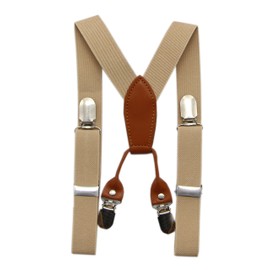 JAIFEI Toddler Kids 4 Clips Adjustable Suspenders and Matching Bow Tie Set (Champagne)