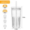 QWEZXO Glass Cups With Lids and Glass Straws，20 OZ High