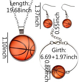 Sisadodo Basketball Bracelet Necklace Earrings Set for Women Sport Team Gifts for Player Coaches Basketball Lover Accessories for Women Sports Lover Birthday Graduation Gifts for Woman Females