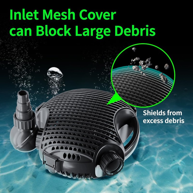 LYCLEAN Submersible Water Pump 3302 GPH, 130W Pond Pump with