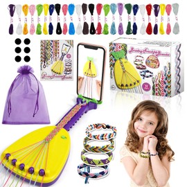 Raxfekro Friendship Bracelets Craft Set Girls, DIY Bracelet Craft Set for Children Aged 6-14, Bracelets Knotting Set with 25 Wires and Braid Plates etc