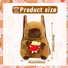 PyrrlicToy Capybara Plüsch Rucksack, Capybara Kinder Rucksack, Capybara Kuscheltier Plüschtier Schultasche,Rucksäcke Für Die Schule Für Kinder（32×25×15cm）