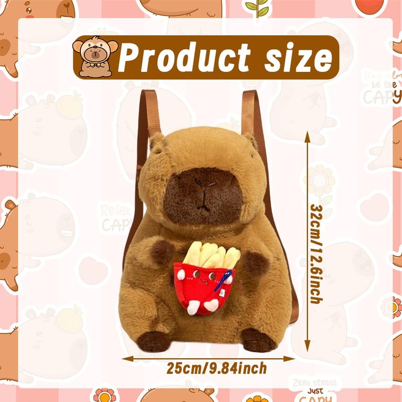 PyrrlicToy Capybara Plüsch Rucksack, Capybara Kinder Rucksack, Capybara Kuscheltier Plüschtier