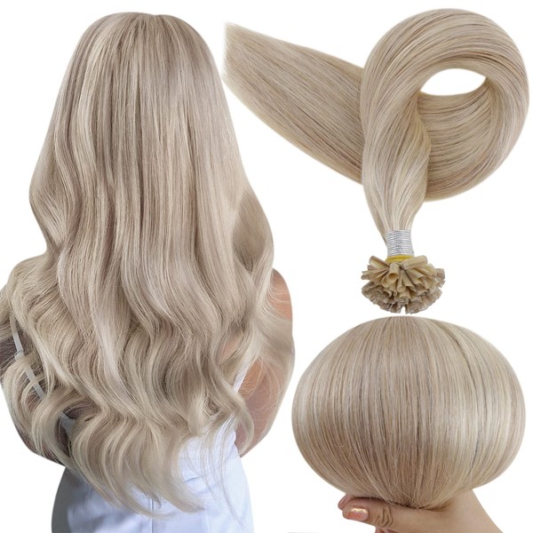 Full Shine 18 Inch U Tip Hair Extensions Color 18 Ash Blonde And 613 Blonde Fusion Keratin u Tip Extensions For Women Highlighted Prebonded Hair Extension