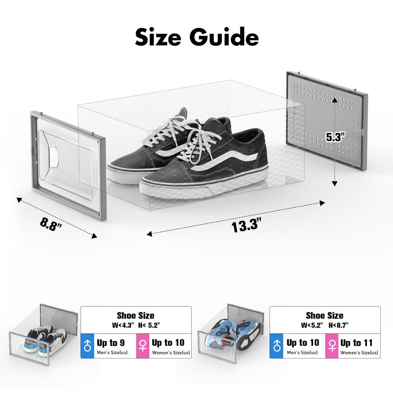 Foluck Shoe Storage Box, 15 Pack Clear Plastic Stackable Shoe