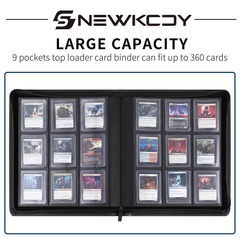 Snekdy Top loader Binder, 9 Pockets Top Loader，Holds 360 Top