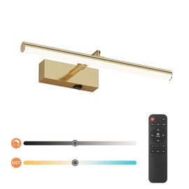 Tipace Modern LED Picture Light Fixtures Battery Operated,3CCT Dimmable Metal Artwork Display Lamp with Remote Control,Gold Rechargable Adjustable Gallery Lights Wall Lights for Picture Display