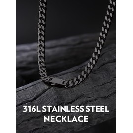 Bandmax 5MM Miami Chain Necklaces for Men 26 Inch Black Hip Hop Cuban Link Chains Cadena De Hombre Bikers Chunky Curb Necklace Gift for Men Husband Son