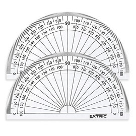 Protractor 2 Count - Protractor for Geometry, 4 Inch Clear Plastic, Protractor for Woodworking, Protractors Classroom Set - 180 Degrees Math Protractor, for School and Office