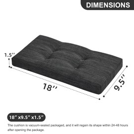 baibu Set of 2 Stool Cushion Rectangular, Super Soft Saddle Stool Pads Bar Stool Cushions with Four Straps- 2 Pads Only (Gray-Black, 18x9.5x1.5in)