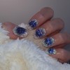 Blue Pop Magnet Handmade Nail Tips - Long Ballerina /