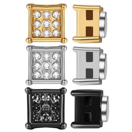 Flongo Magnetic Earrings Men's Stainless Steel: Women's Magnetic Earrings Black Silver Gold Magnetic Stud Earrings for Slimming 3 Pairs Set for Men Women 6 mm Square Zirconia Rhinestone Ear Clip