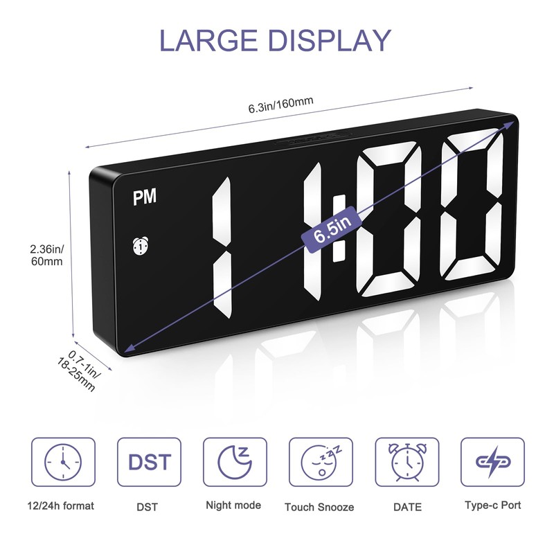 OQIMAX Digital Alarm Clock, LED Digital Alarm Clock with Temperature