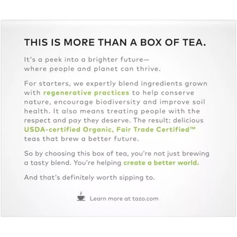 TAZO Tea Bags, Green Tea, Regenerative Organic Zen Tea, 36