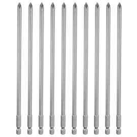 HARFINGTON 10pcs #1 Phillips Screwdriver Bit PH1 1/4" Hex Shank 8" (200mm) Long Magnetic S2 Steel Industrial Grade Screw Driver Bit Cross Head Electric Drill Bits 0.24" (6mm) Rod