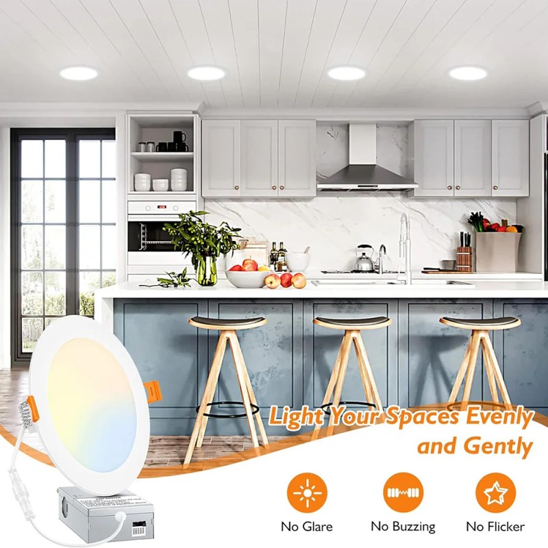 6 Pack 6 Inch 12W 5CCT Ultra-Thin LED Recessed Light