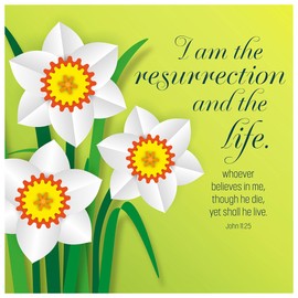Religious Easter Cards - I am the Resurrection, pack of 5, with white envelopes and Bible verse inside these Christian Easter cards, by Just Cards Direct