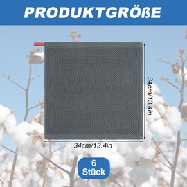 KASURE Pack of 6 Tea Towels, 100% Cotton, 34 cm x 34 cm, Soft Tea Towels, Absorbent Kitchen Towels, Dish Cloth, Microfibre Cleaning Cloths (Dark Grey)