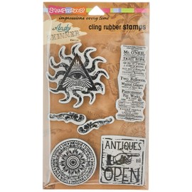 Stampendous ASCRS04 Curiosity Andy Skinner Cling Stamps, 5" by 7", Grey