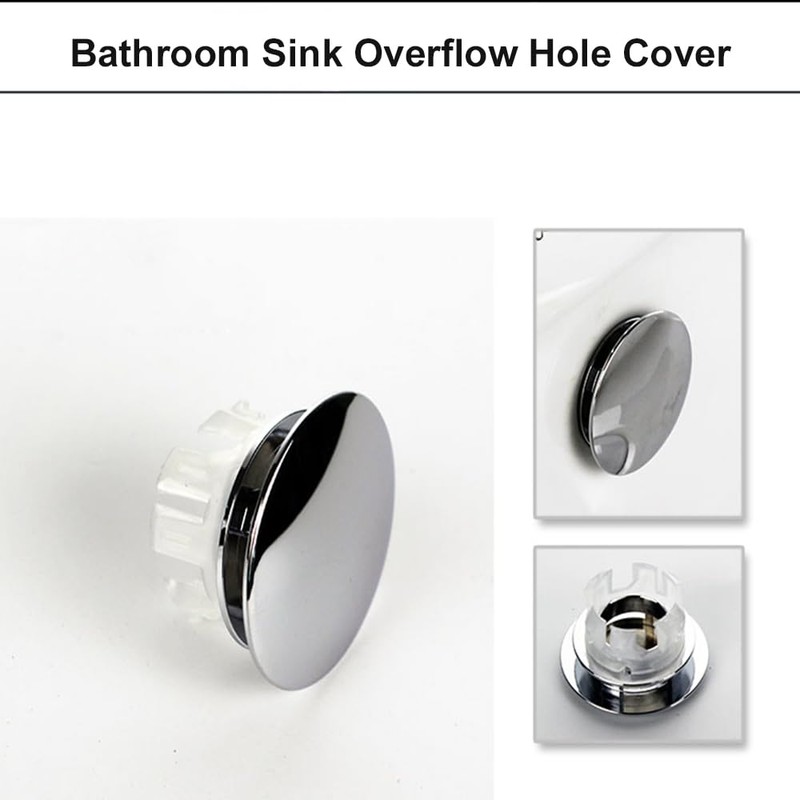 DEAKYNE Sink Overflow Ring Chrome Bathroom Sink Overflow Cover Brass