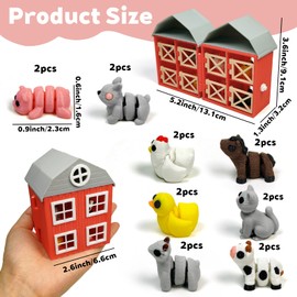 AQXYTK 16 Pack 3D Printed Farm Animal Figures Set, 16 Mini Animals with Portable Red Barn, Articulated Flexible Farmhouse Fidget for Home Office Display, Christmas Birthday Gifts for Boys, Girls