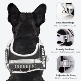UPET No Pull Dog Harness, Reflective Heavy Duty Adjustable Service Puppy Emotional Support Vest for Small, Medium, and Large Dogs Walking, Includes 1Dog Seat Belt & 2Removable Tags.(Black S)