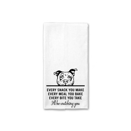 HTDesigns Pitbull Dog, Tea Towel, Every Snack You Make, Every Bite You Take, Kitchen Decor, Dish Towels, Pitbull Dog Mom, Pitbull Gifts, Waffle Weave Kitchen Towel