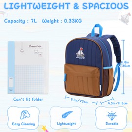 VASCHY Toddler Boys Backpack, Kids' Small Lightweight Quilted School Bag Color-blocked Bookbag for Kindergarten Children Navy Brown