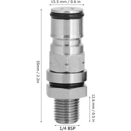 Semfeil Brew Homebrew 304 Stainless Steel Corny Keg 1/4’’ BSP Ball Lock Post Bulkhead With Poppets With Male NPT Hex Nipple, 19/32"-18 Gas/Liquid Corny Keg Adapter (Gas)