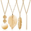 Long Necklaces for Women，4 PCS Boho Style Pendant Necklace Costume