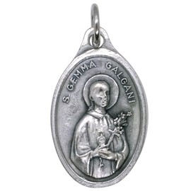 Saint Gemma Galgani Silver-Tone Medal Pendant | Patron Saint of Students, Pharmacists, and Back Pain | Great Catholic Gift for Confirmation | Made in Italy, Metal, No Gemstone