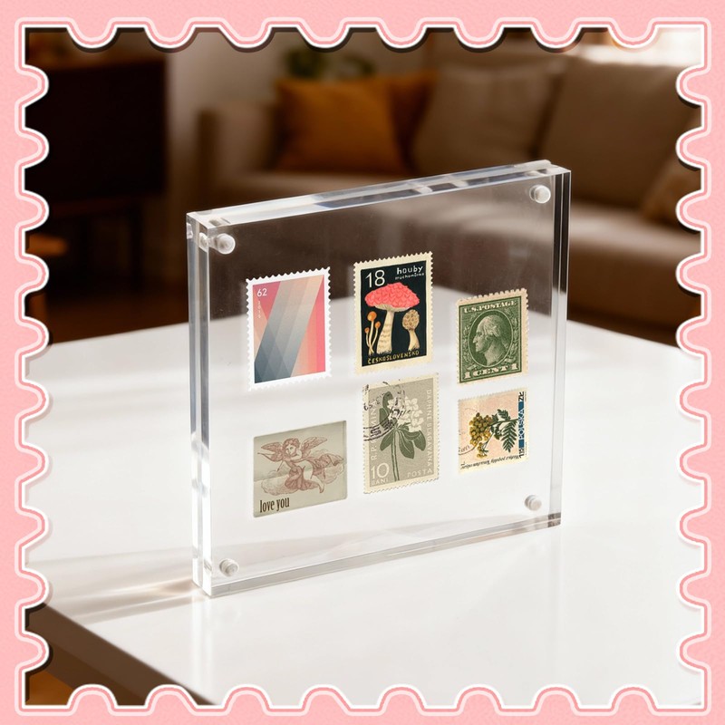 Vowcarol Acrylic 5x5 Picture Frame, Clear Two Sided Display, Free