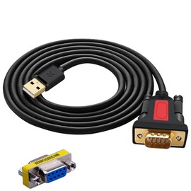 USB to RS232 DB9 Serial (9-Pin) Adapter Cable 5ft Compatible with MAC OS, Windows, Android, Linux (USB A)