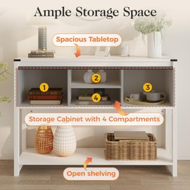 FansaFurn Console Table with Storage Shelf & Sliding Barn Door, Farmhouse Entryway Table with Storage, 46" Narrow Long Sofa, Behind Couch, Console Tables for Living Room (White)