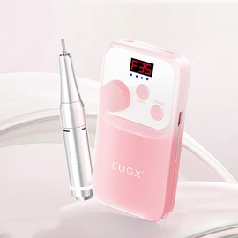 L'UGX Nail Drill Machine 35000RPM – Rechargeable Electric Nail File with LED Display, Portable Efile Nail Drills for Acrylic Gel Nails, Cordless Nails Drill for Beginners & Pros-Pink