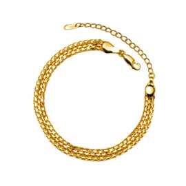 Watforsh Chunky Gold Link Bracelet for Women Adjustable Italian Braided Lightweight Charm Bracelet