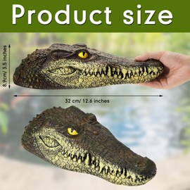 Yulejo Pond Floating Alligator Head Decoy Pool Accessories 12.6 Inches Outdoor Pools Float Fake Alligator Head Crocodile Heads Decoy for Goose Heron Duck Control Garden Patio Accessories