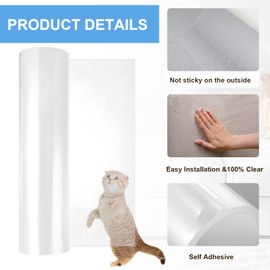 Yaomiao Anti Cat Scratch Deterrent Tape Furniture Protector from Dog Scratching Transparent Double Sided Sofa Scratching Sticky Large Vinyl Pet Training Tape for Door Couch Carpet (16" x 10.9 Yards)