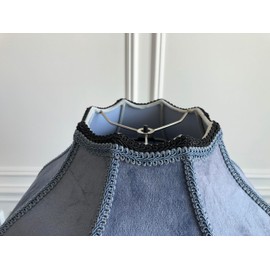 Tristan Home Premium Classic Victorian Style Bell Shape Scallop Velvet Lamp Shade with Tassels and Fringe (Muted Blue), 16inch, Large