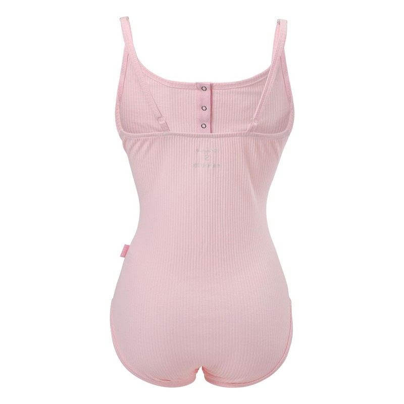 CutiePlusU Cotton Button Crotch Adult Sling Onesie Bodysuit V-Neck Button,