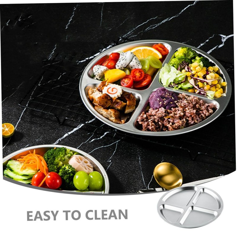 Ciieeo Stainless Steel Divided Plate Portion Control Plate for Adults