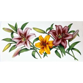 Captive Decals Tiger Lily Flower Wrap Wraparound 7.5 X 3.5" Overglaze Waterslide Ceramic Decal