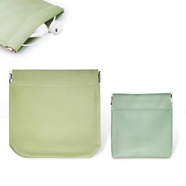 Pack of 2 Headphone Carry Case, PU Leather Case, Storage Bag, Portable Waterproof Earphone Protective Bag, Universal Headphone Protective Bag for Headphones, Keys, USB Sticks, Jewellery (Green)