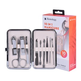 Remology Manicure Set Nail Clipper 10 in 1 Set, Stainless Steel Nail Care Toe Finger Nail Clipper Grooming Tools Personal Care Tools with Portable Travel Case, Manicure Pedicure Tools Grooming Kits,Gifts