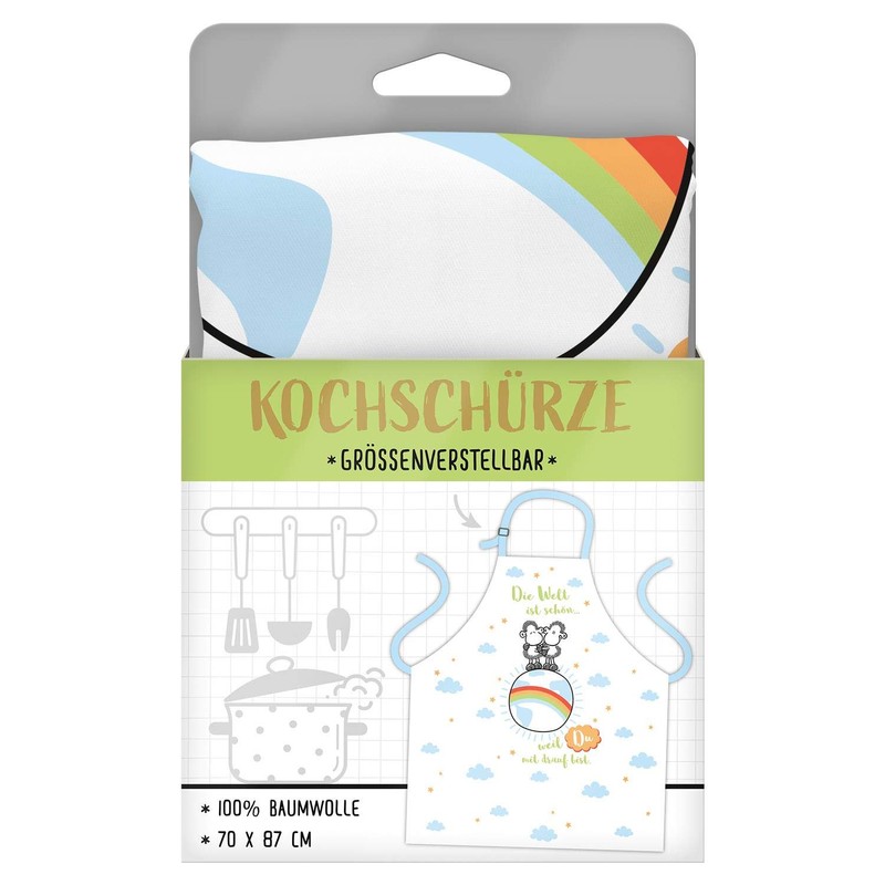 Sheepworld Apron with Saying "Die Welt ist schön" | Cooking