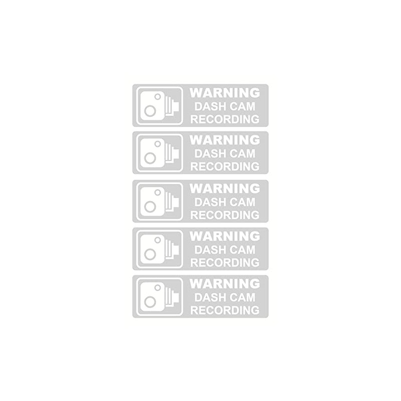 3.5x1.1 inch 5pcs Clear White Warning Dash Cam Recording Sticker,