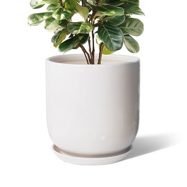 12 Inch Plant Pot，Ceramic Plant pots，Ceramic Planter for Indoor Plants Outdoor,Mid-Century Modern Home Decor, Modern Flower Pot, Large Plant Pot with Drainage Hole and Saucer